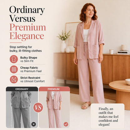 Women's Casual Blazer and Pants 2-Piece Set