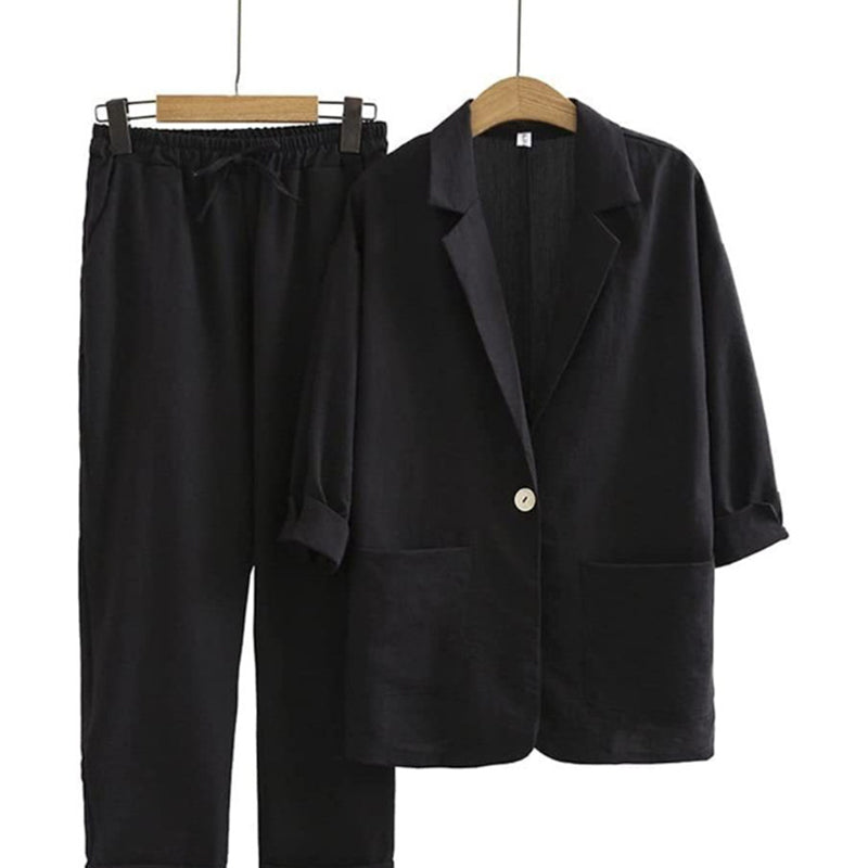 Women's Casual Blazer and Pants 2-Piece Set