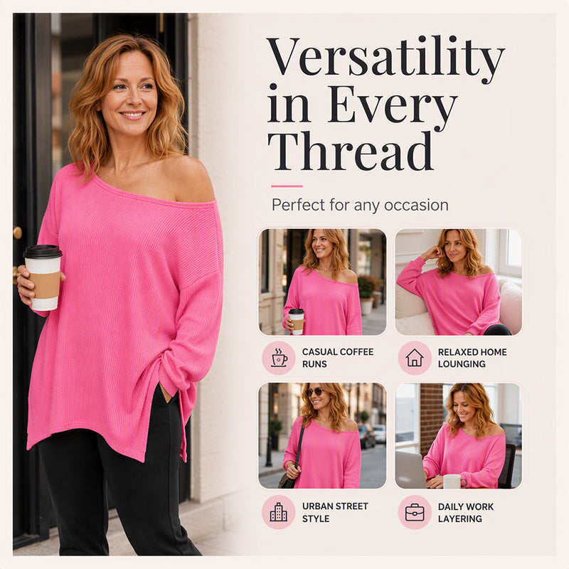 Women's Off-Shoulder Top with Split Hem