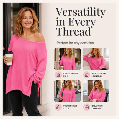 Women's Off-Shoulder Top with Split Hem