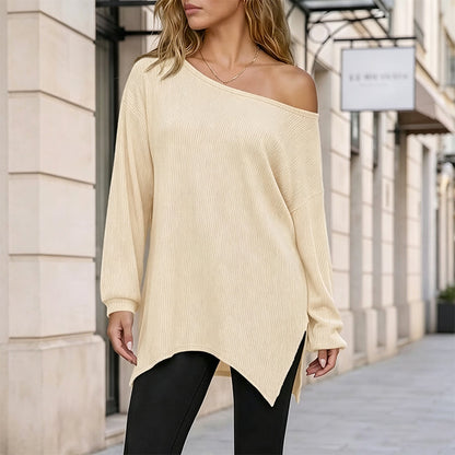 Women's Off-Shoulder Top with Split Hem