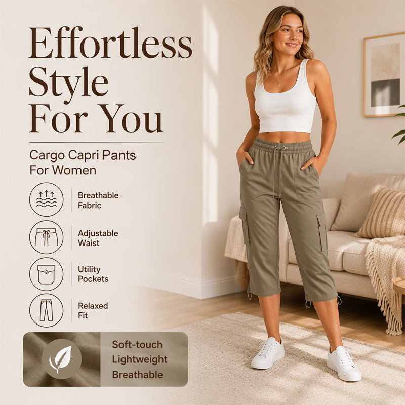 Women's Casual Cargo Capri Pants