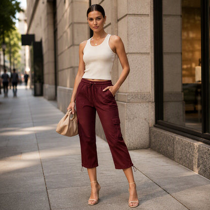 Women's Casual Cargo Capri Pants