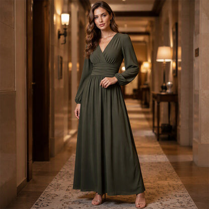 Women's High Slit Deep V Neck Maxi Dress