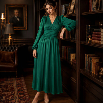 Women's High Slit Deep V Neck Maxi Dress