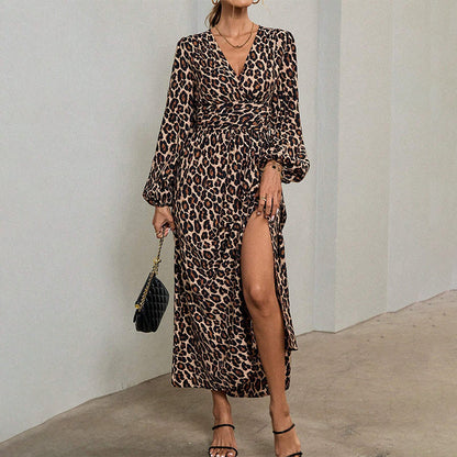 Women's High Slit Deep V Neck Maxi Dress