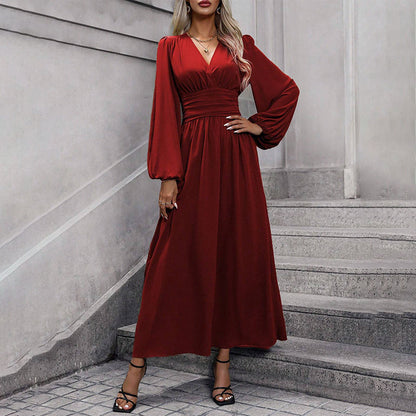 Women's High Slit Deep V Neck Maxi Dress