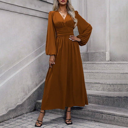 Women's High Slit Deep V Neck Maxi Dress