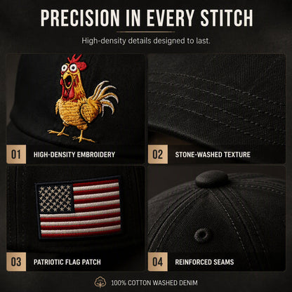 Retro Rooster Print Baseball Cap