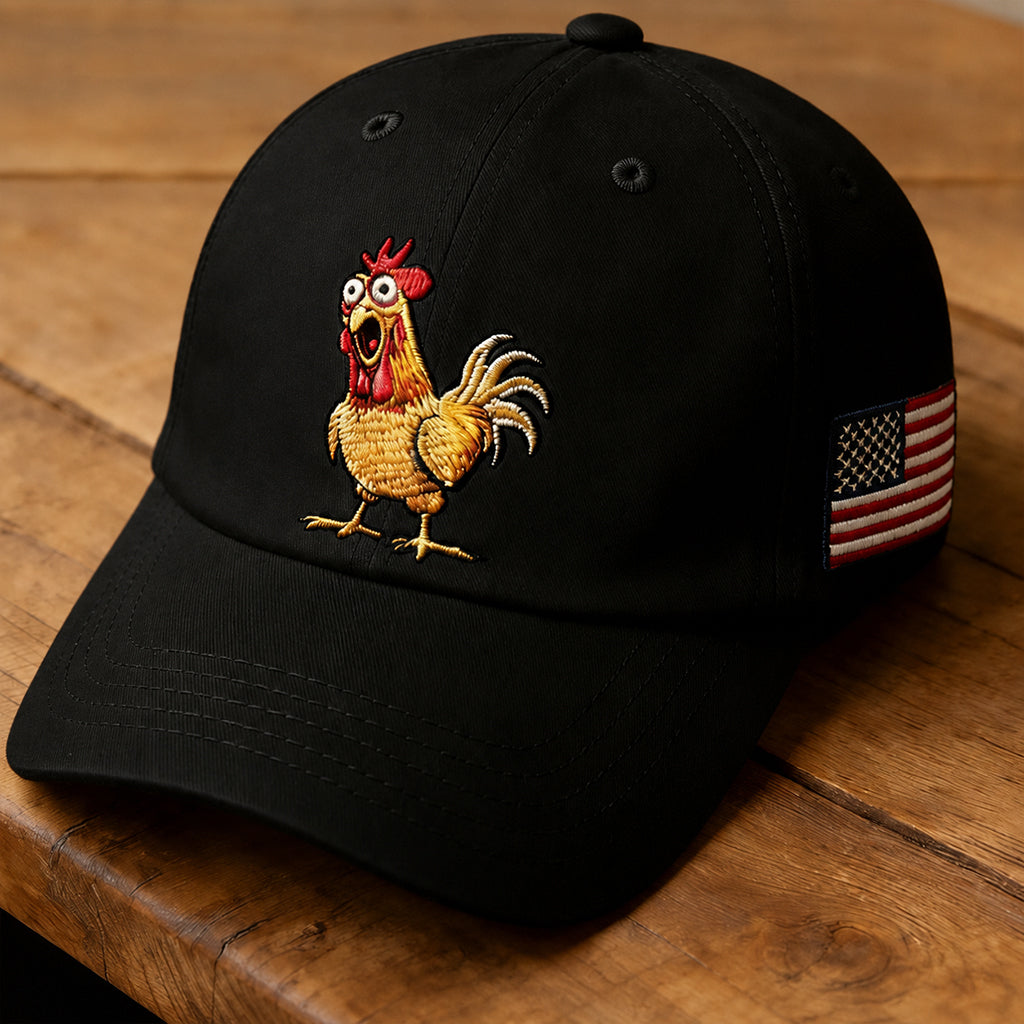 Retro Rooster Print Baseball Cap