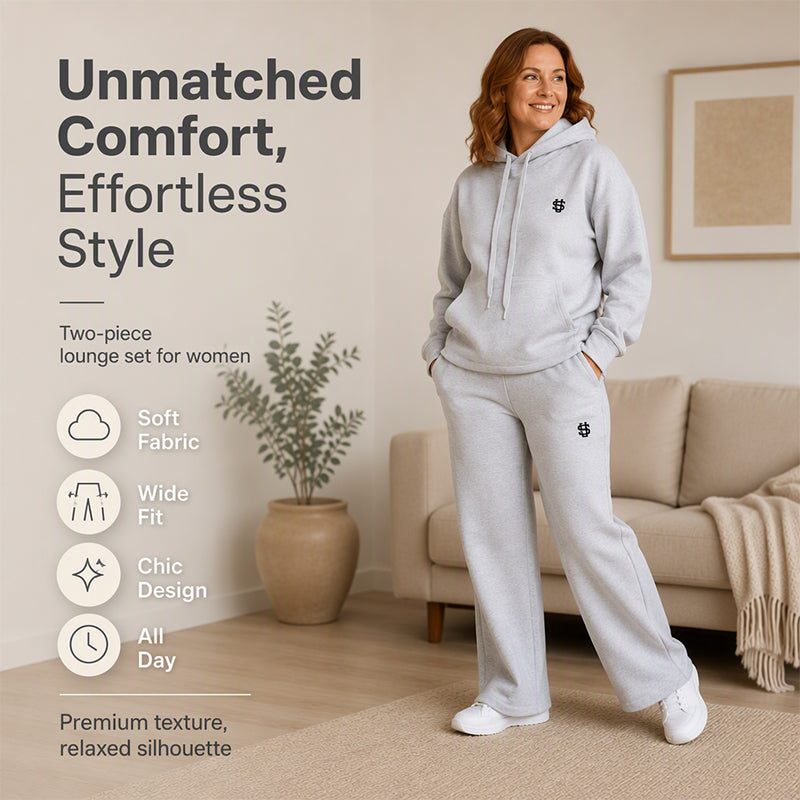 Women's Hoodie & Wide-Leg Pants Set