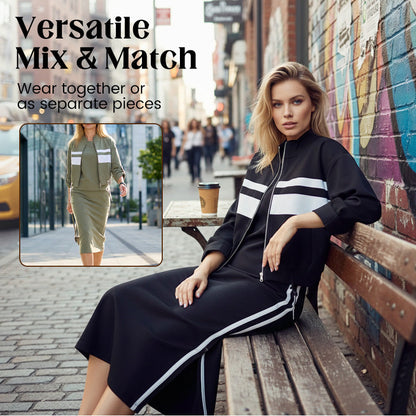 Women’s Bomber Jacket & Bodycon Skirt Set