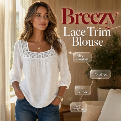 Women’s Square Neck Lace Crochet Blouse