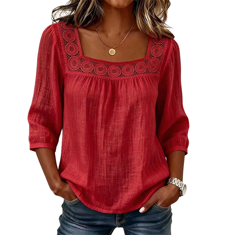 Women’s Square Neck Lace Crochet Blouse