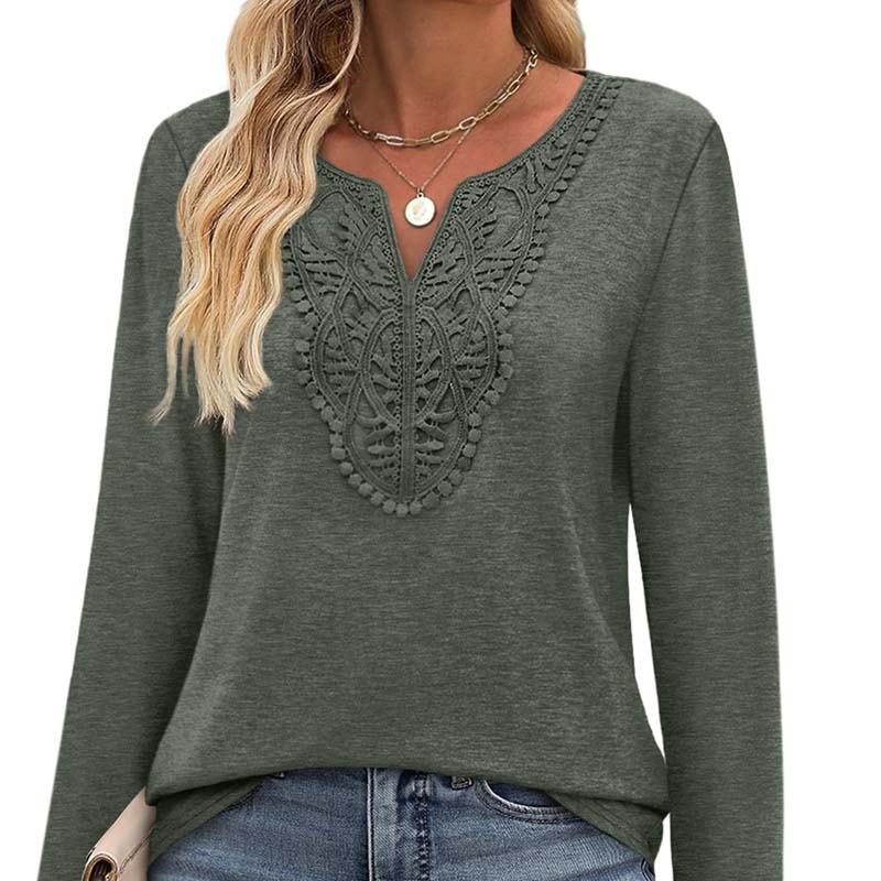 Women’s Elegant V-Neck Long Sleeve Top
