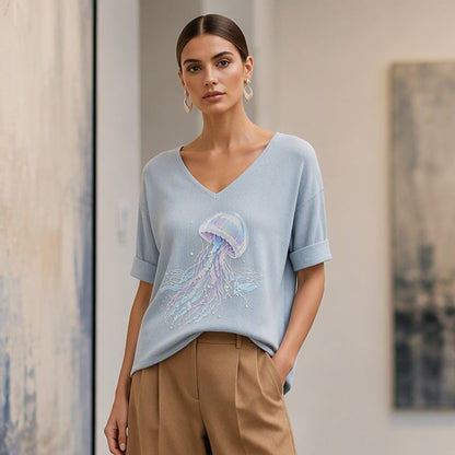 Women's V Neck Printed T-Shirt
