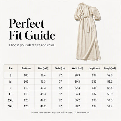 Women's Elegant One-Shoulder Belted Dress