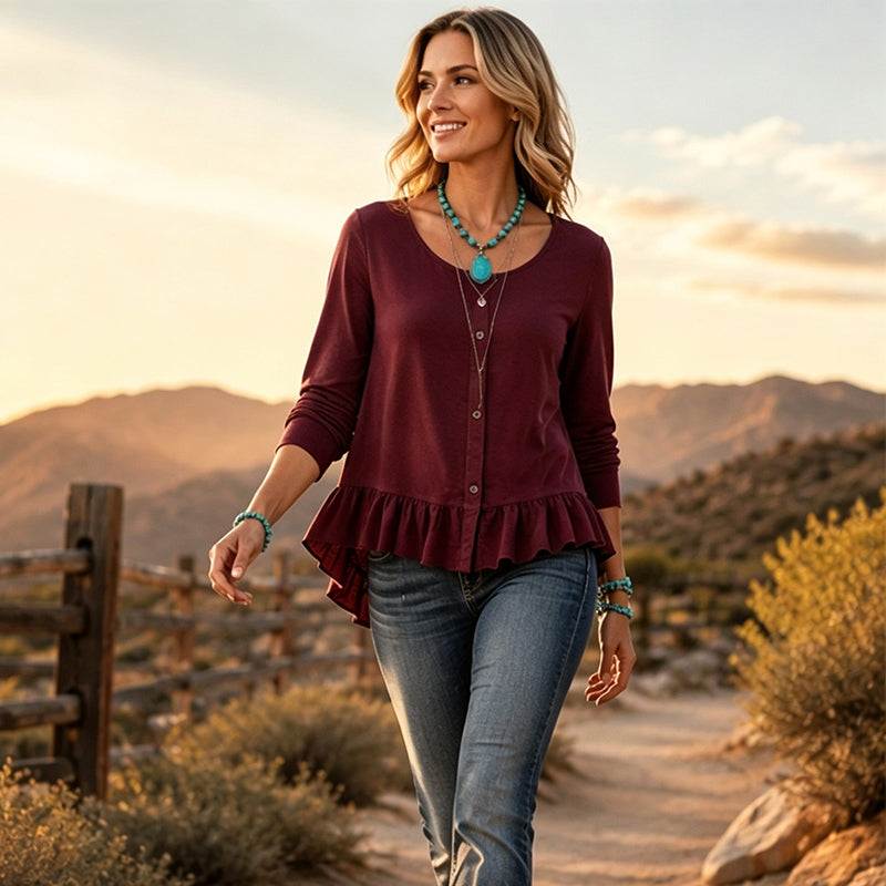 Women's Crew Neck Long Sleeve Top