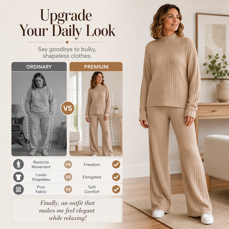 Women's Cozy Ribbed Knit 2-Piece Set