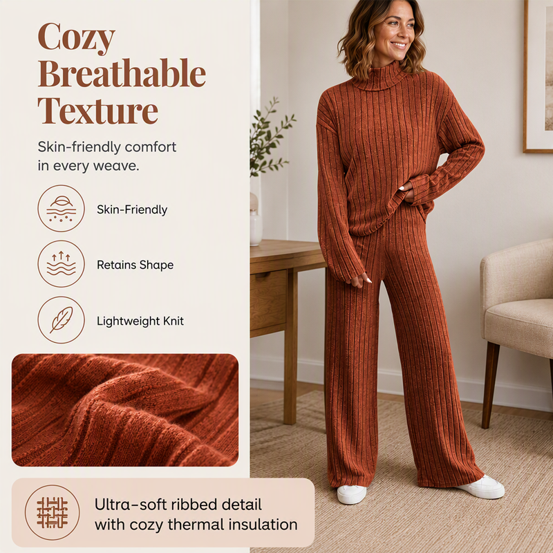 Women's Cozy Ribbed Knit 2-Piece Set