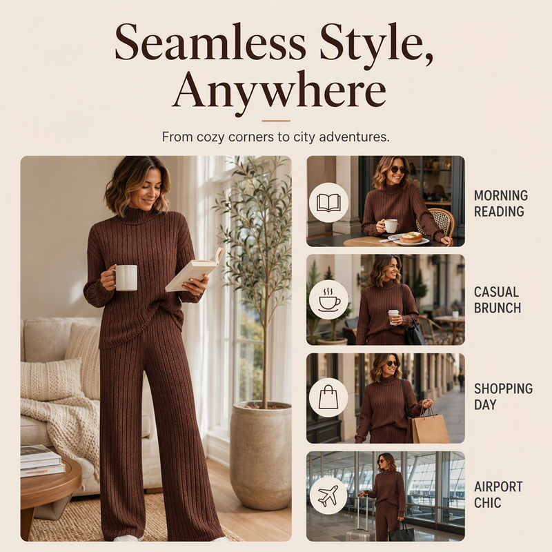 Women's Cozy Ribbed Knit 2-Piece Set