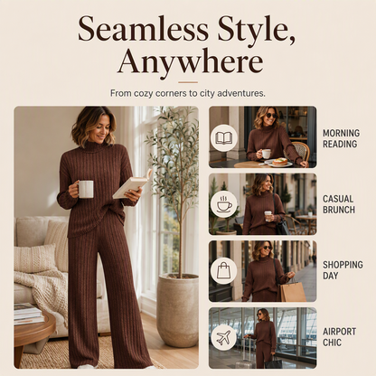 Women's Cozy Ribbed Knit 2-Piece Set