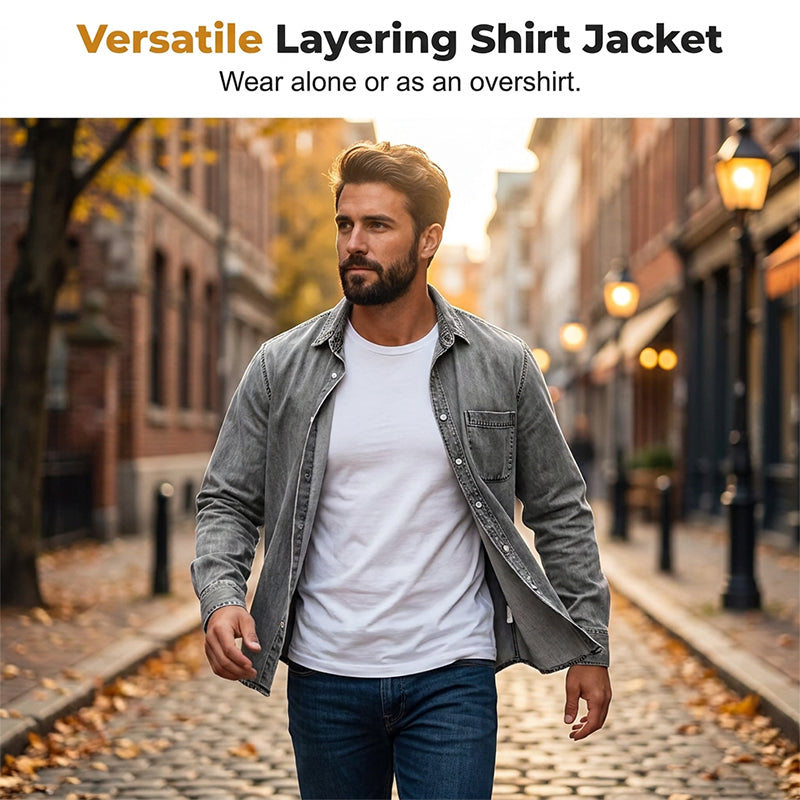⏰Last Day Sale 50% Off 💃 Men's Retro Washed Denim Shirt