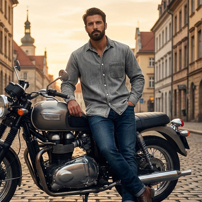 ⏰Last Day Sale 50% Off 💃 Men's Retro Washed Denim Shirt