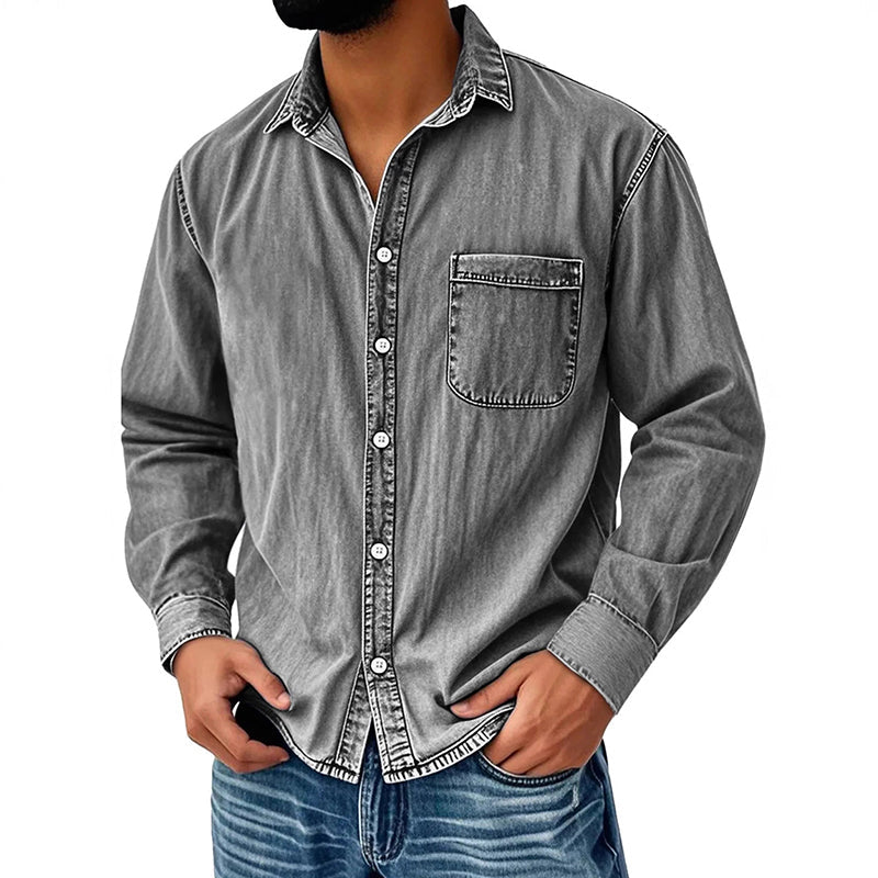 ⏰Last Day Sale 50% Off 💃 Men's Retro Washed Denim Shirt