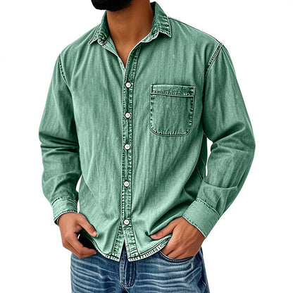 ⏰Last Day Sale 50% Off 💃 Men's Retro Washed Denim Shirt
