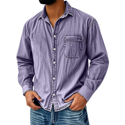 ⏰Last Day Sale 50% Off 💃 Men's Retro Washed Denim Shirt