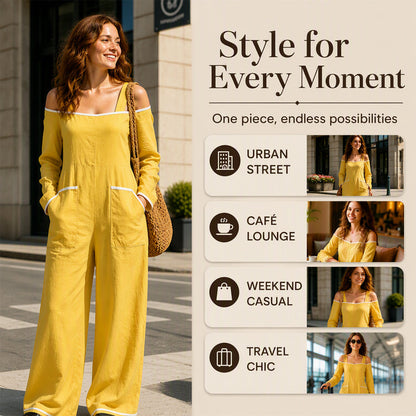 Women's Off Shoulder Contrast Trim Jumpsuit
