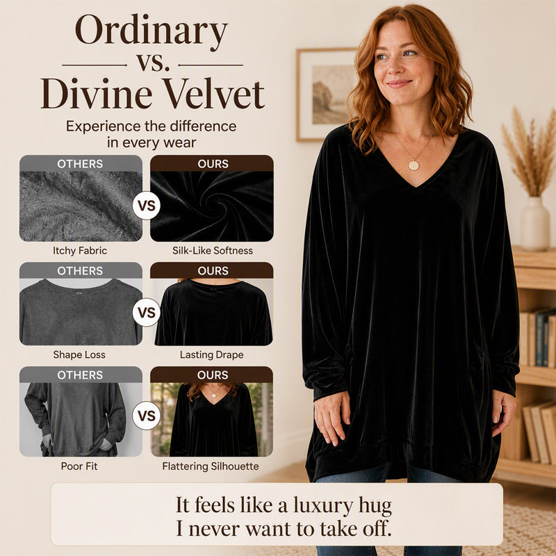 Women's V-Neck Long Sleeve Velvet Top