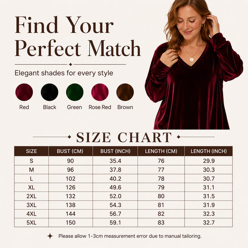 Women's V-Neck Long Sleeve Velvet Top