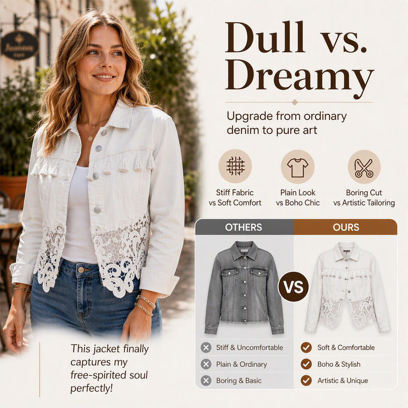 Women's Lace Stitching Denim Jacket