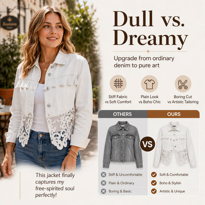Women's Lace Stitching Denim Jacket
