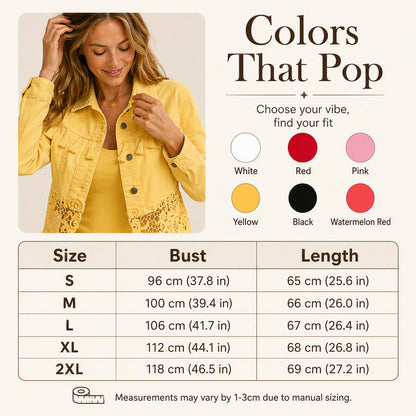 Women's Lace Stitching Denim Jacket