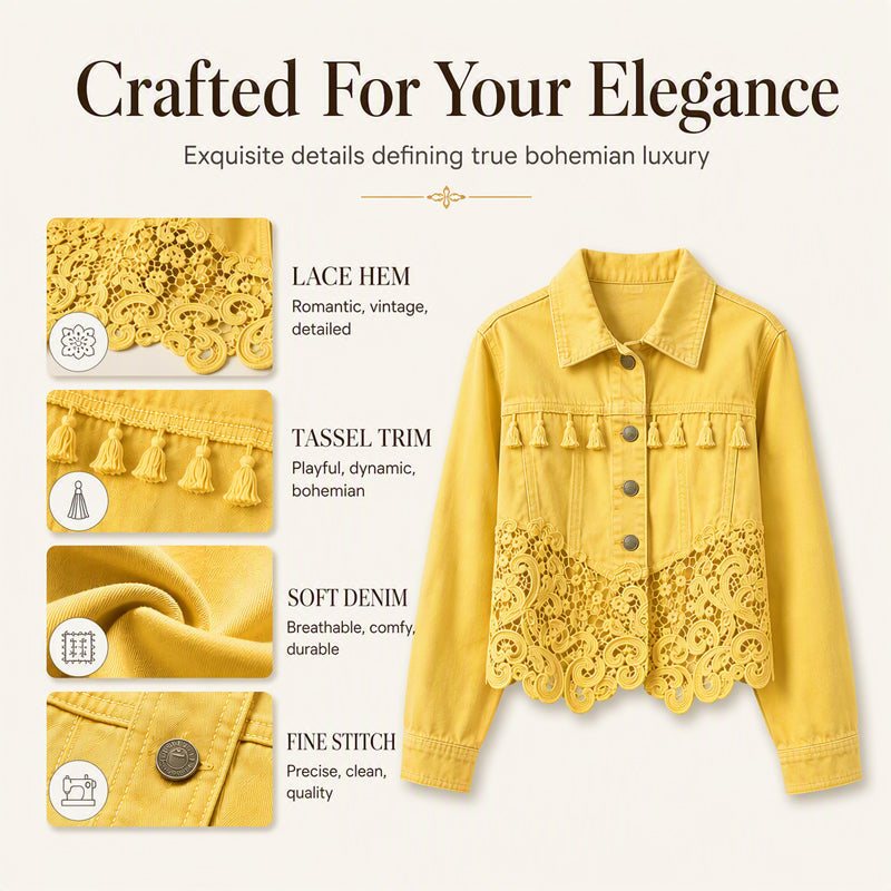 Women's Lace Stitching Denim Jacket
