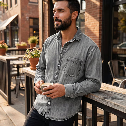 Men's Retro Washed Denim Shirt