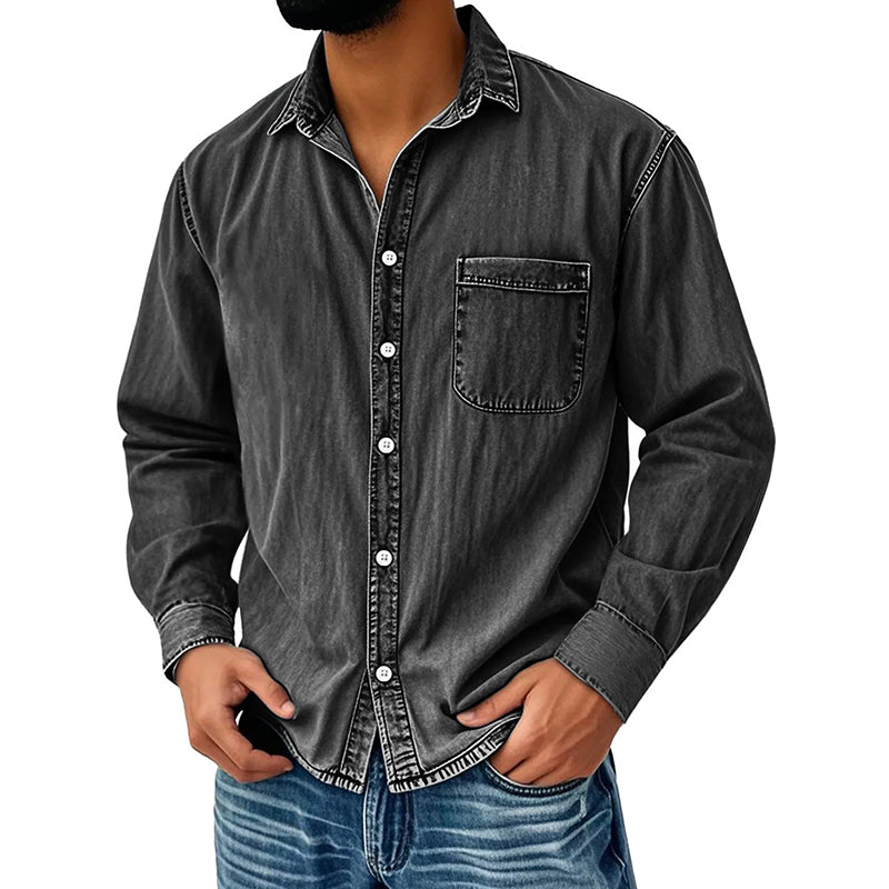 Men's Retro Washed Denim Shirt