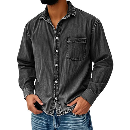 Men's Retro Washed Denim Shirt