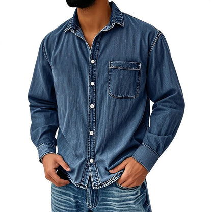Men's Retro Washed Denim Shirt