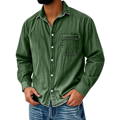 Men's Retro Washed Denim Shirt
