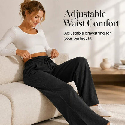 Women's Casual Wide-Leg Pants with Drawstring Elastic