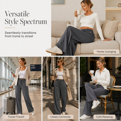 Women's Casual Wide-Leg Pants with Drawstring Elastic