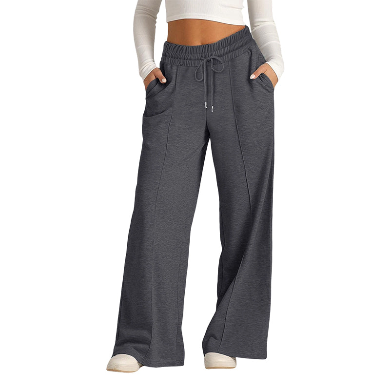 Women's Casual Wide-Leg Pants with Drawstring Elastic