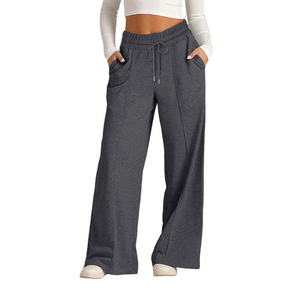 Women's Casual Wide-Leg Pants with Drawstring Elastic