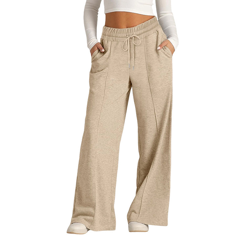 Women's Casual Wide-Leg Pants with Drawstring Elastic