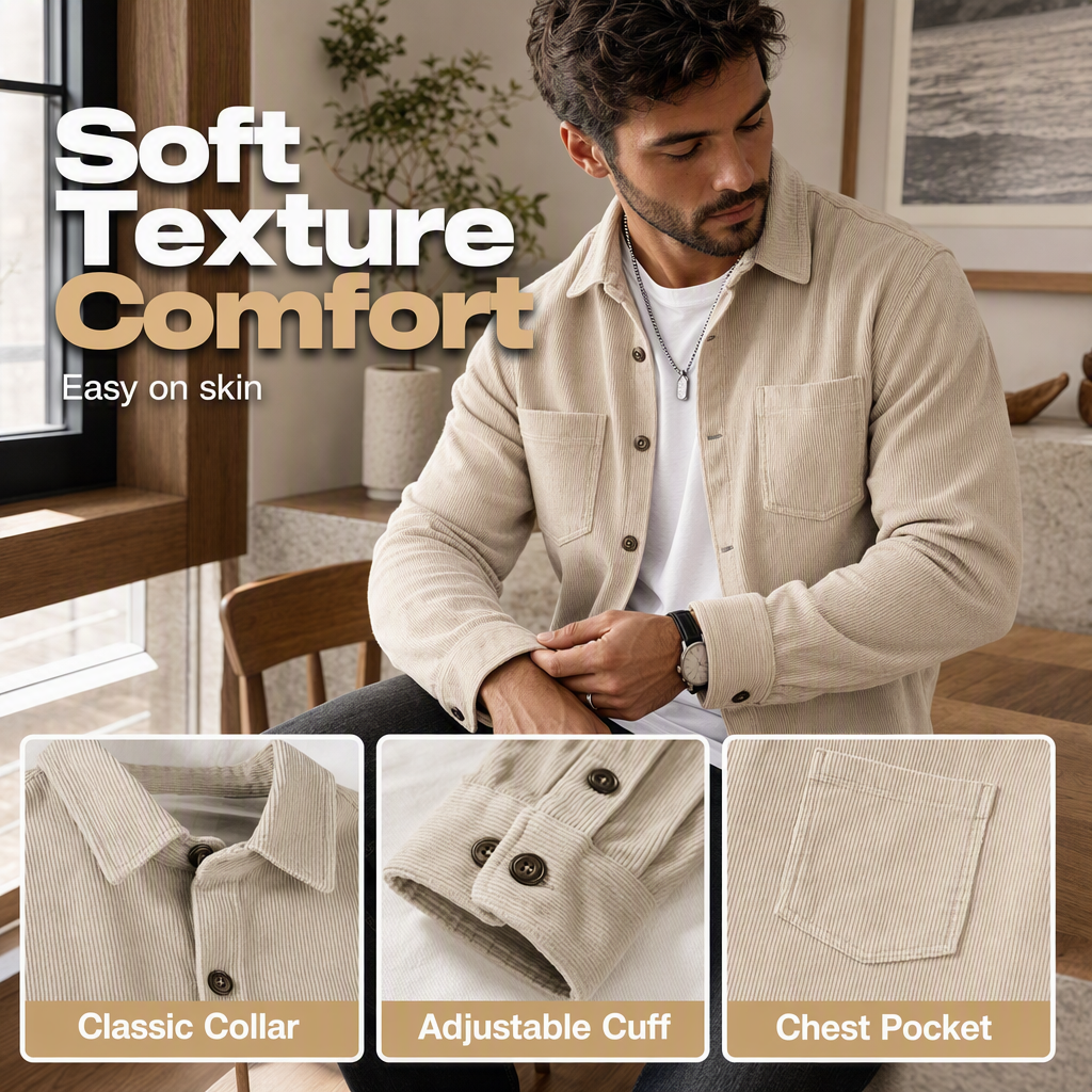👔Men's Casual Corduroy Shirt Jacket – Classic Texture Meets Everyday Comfort