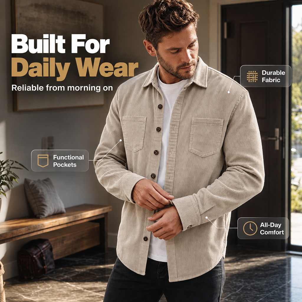 👔Men's Casual Corduroy Shirt Jacket – Classic Texture Meets Everyday Comfort